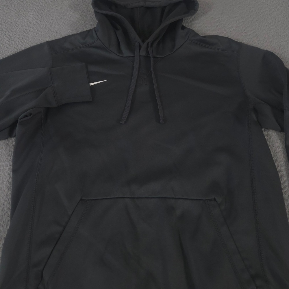 Nike Hoodie Mens Medium Charcoal Dri-Fit Pullover Training Swoosh Sweatshirt